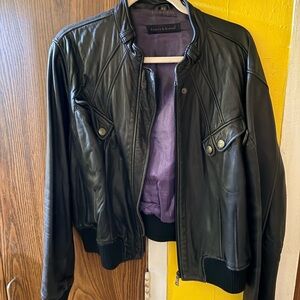 Kenneth Cole Black Leather Bomber Jacket